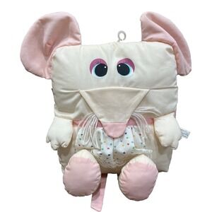 RARE Vintage Plumppets Pillow Plush Pink Mouse Stuffed Animal Apron Excellent 15